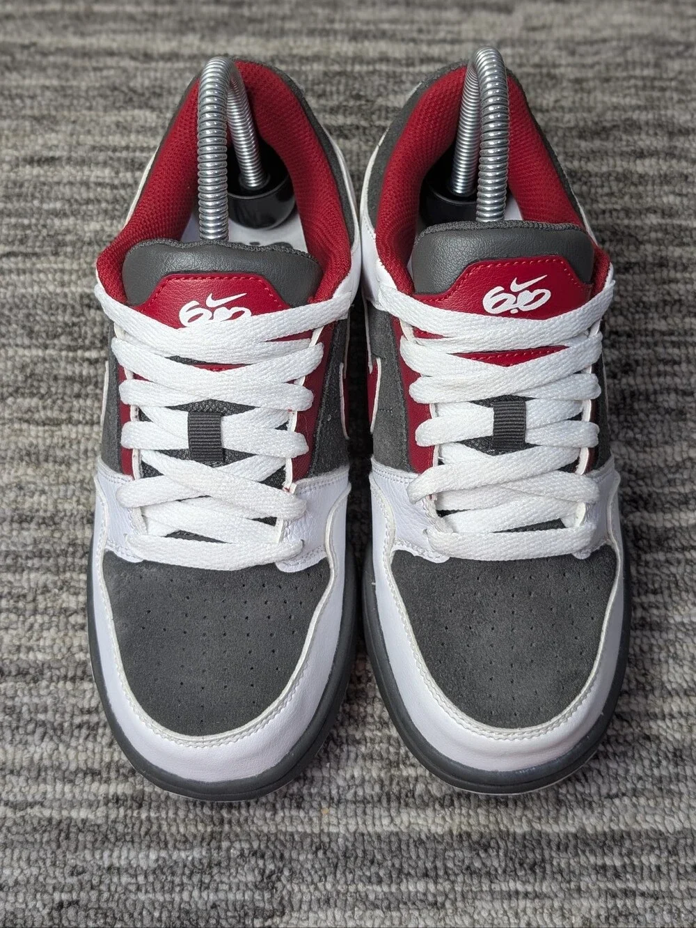 Nike 6.0 Mogan 2 Jr. Skate Shoe - Gray/Red - Size 4Y/6 Women - 386652-017